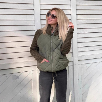 Women's quilted coat with heat-insulating knit surface NOVAE