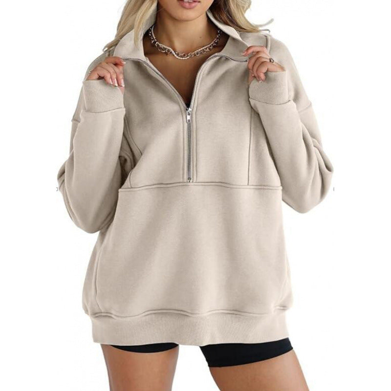 Women's sweatshirt with half zipper and oversized cut NOVAE