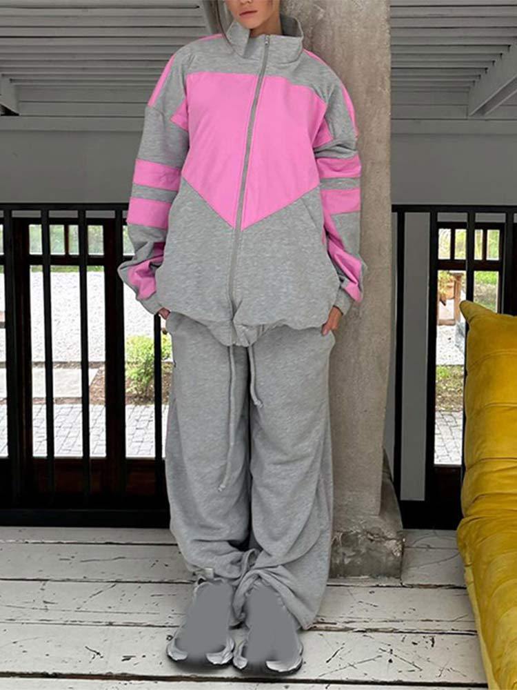 Women's tracksuit with contrasting colors and high collar NOVAE