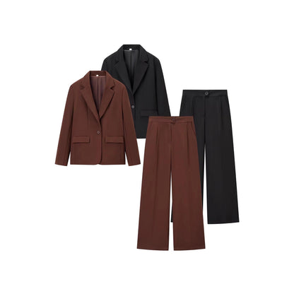 Women's elegant business set with blazer and wide-leg trousers NOVAE