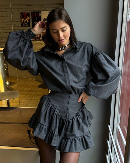 Women's Checkered Blouse and Skirt Set NOVAE