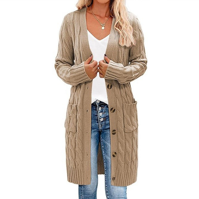 Women's chunky knit cardigan with pockets and button details NOVAE