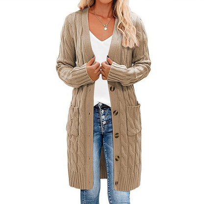 Women's chunky knit cardigan with pockets and button details NOVAE