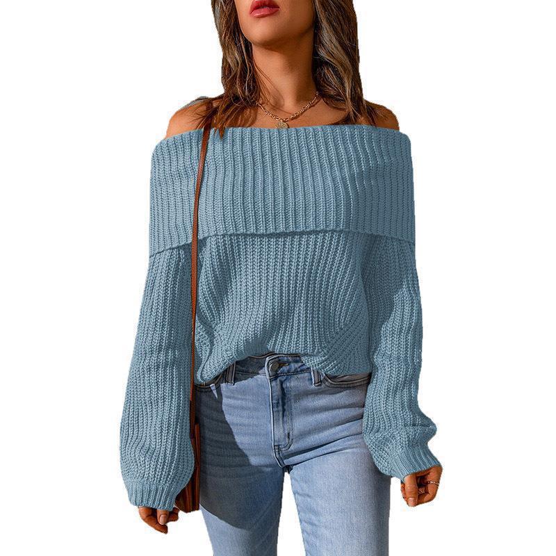 Women's off-the-shoulder knit sweater with a relaxed fit NOVAE