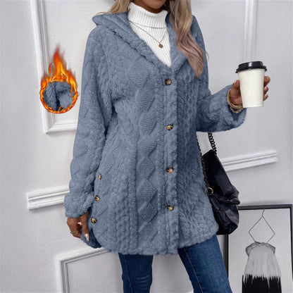 Women's Cozy Teddy Jacket with Button Closure NOVAE