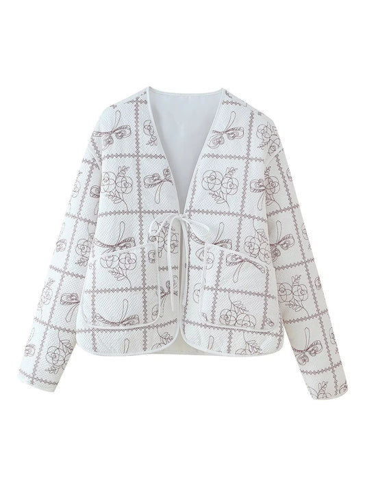 Women's jacket with floral pattern and practical pockets NOVAE