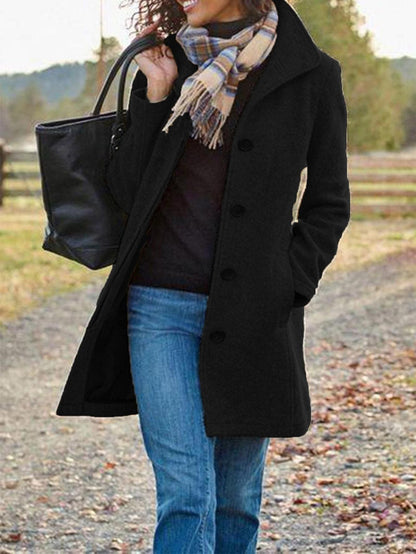 Women's elegant wool coat with classic lapel NOVAE