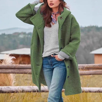 Women's casual oversized fleece coat with practical pockets NOVAE