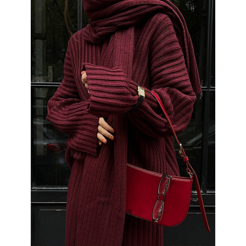 Women's casual knit set with a wide cut and V-neck NOVAE