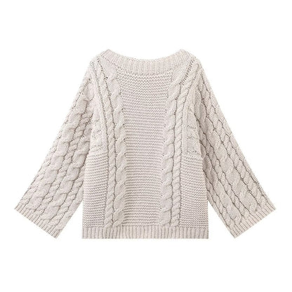 Women's cable-patterned, loose-fitting knit sweater NOVAE