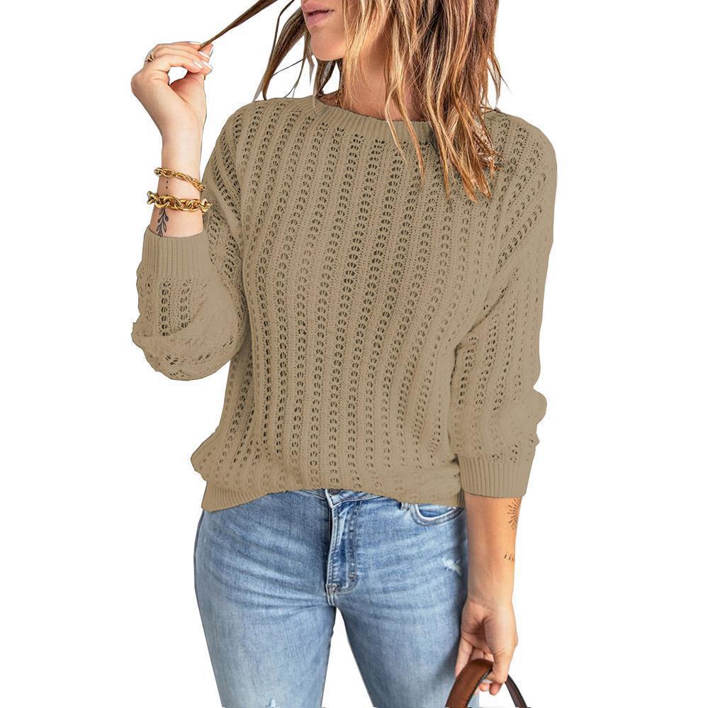 Women's knitted sweater with a textured pattern and wide sleeves NOVAE