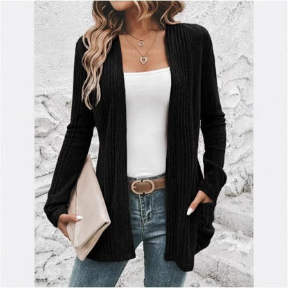 Women's cardigan with open design and practical pockets NOVAE