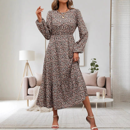 Women's midi dress with elasticated waistband and floral pattern NOVAE