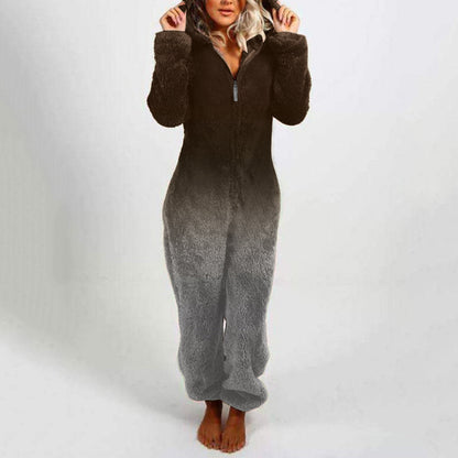 Women's Fleece Onesie with Hood and Gradient Design NOVAE