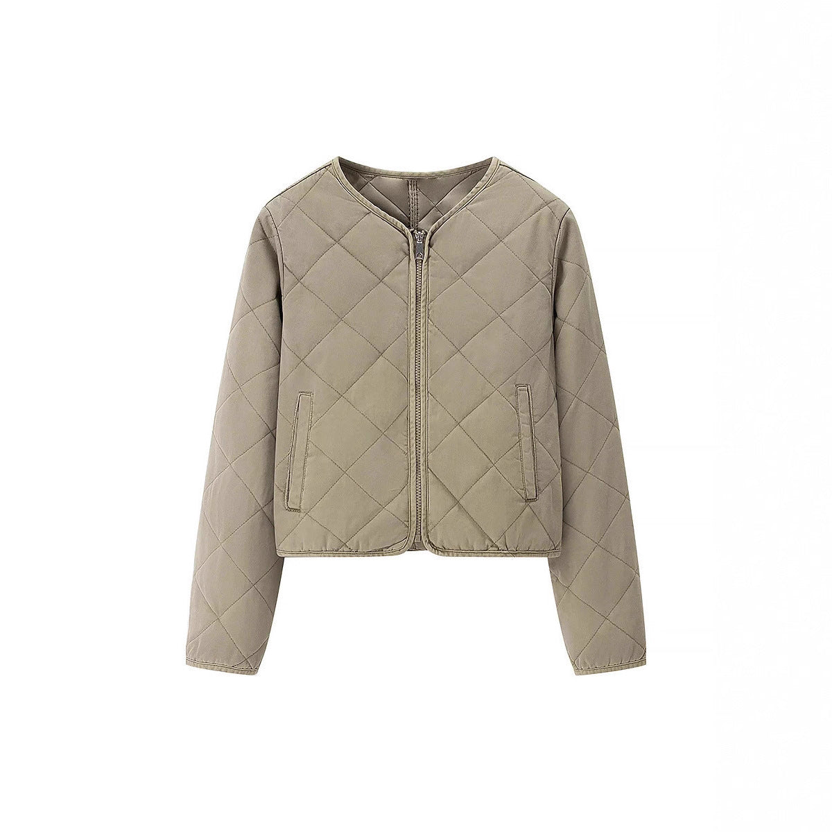 Women's quilted transitional jacket with practical pockets and elegant stand-up collar NOVAE