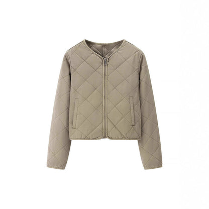 Women's quilted transitional jacket with practical pockets and elegant stand-up collar NOVAE