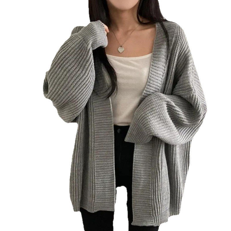 Women's plus size cardigan with wide sleeves and textured fabric NOVAE
