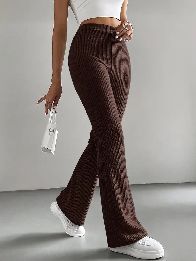 Women's Elegant and Comfortable Ribbed High-Waisted Trousers NOVAE