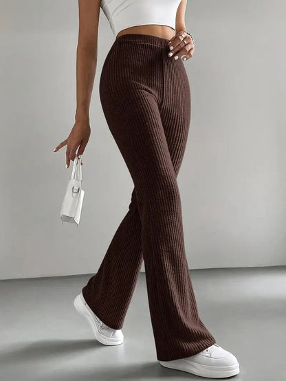 Women's Elegant and Comfortable Ribbed High-Waisted Trousers NOVAE