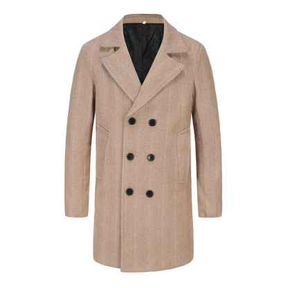 Men's elegant double-breasted herringbone coat NOVAE
