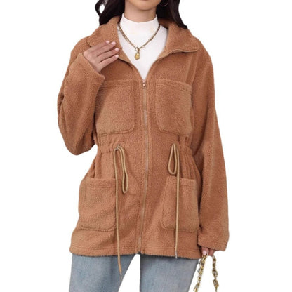 Women's fleece jacket with adjustable waistband and practical pockets NOVAE