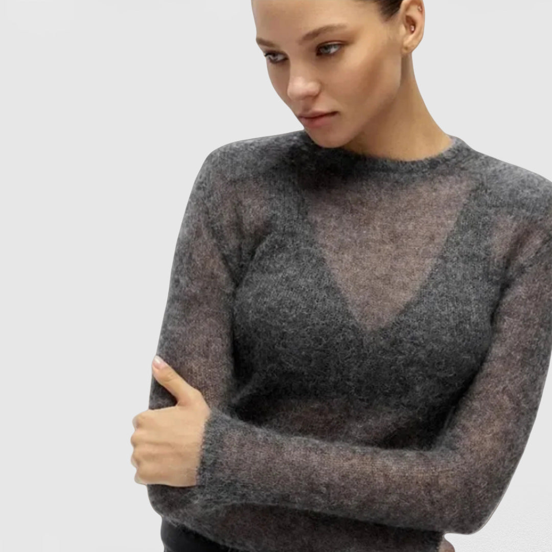 Women's Transparent V-Neck Knit Sweater NOVAE