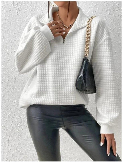 Women's fashionable quilted sweater with half zipper NOVAE