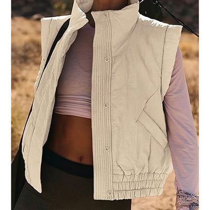 Women's vest with quilted details and high collar line NOVAE