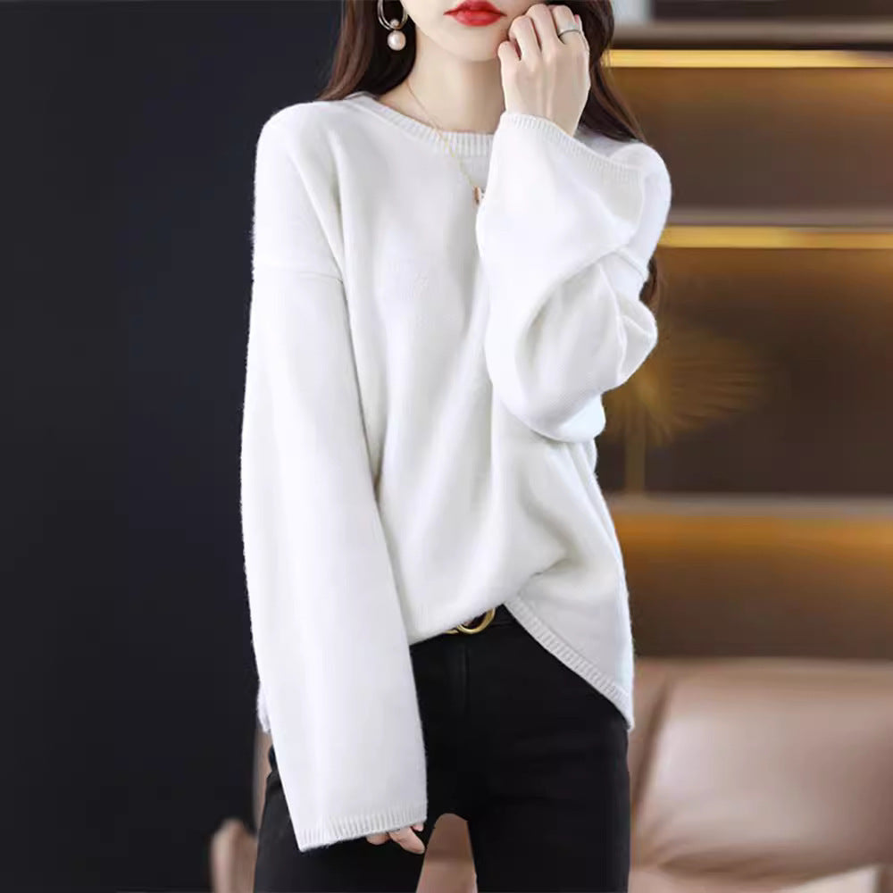 Women's soft knit sweater with a relaxed fit and casual V-neck NOVAE
