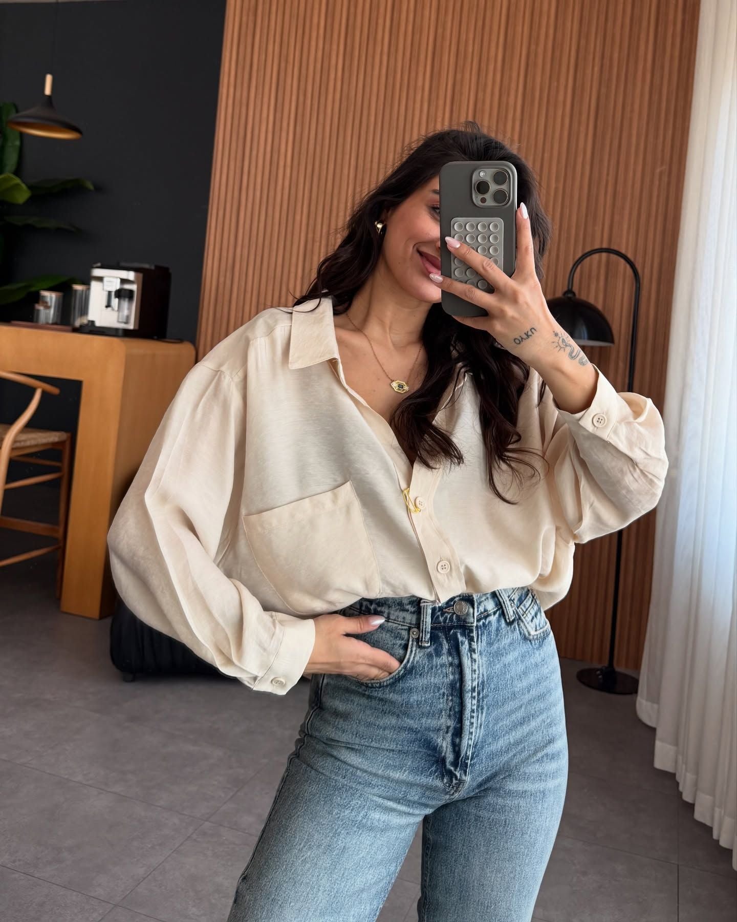 Women's oversized blouse shirt in soft linen fabric NOVAE