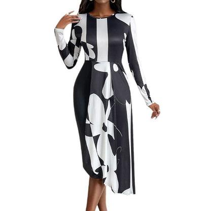 Women's maxi dress with modern graphic design and elegant cut NOVAE