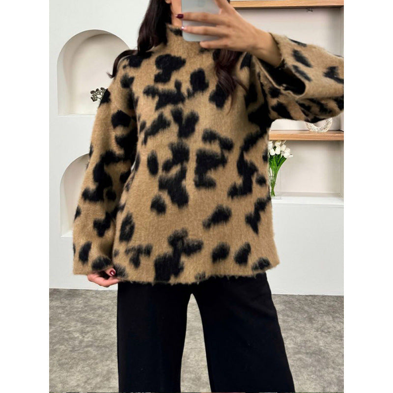 Women's oversized sweater with leopard print NOVAE