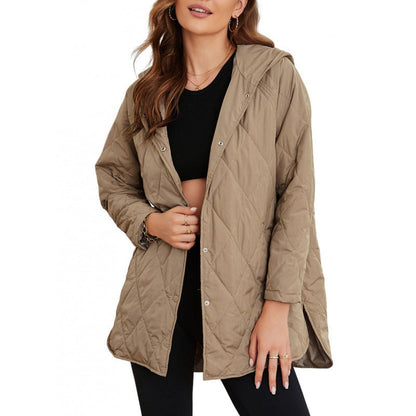 Women's warm quilted jacket with hood NOVAE