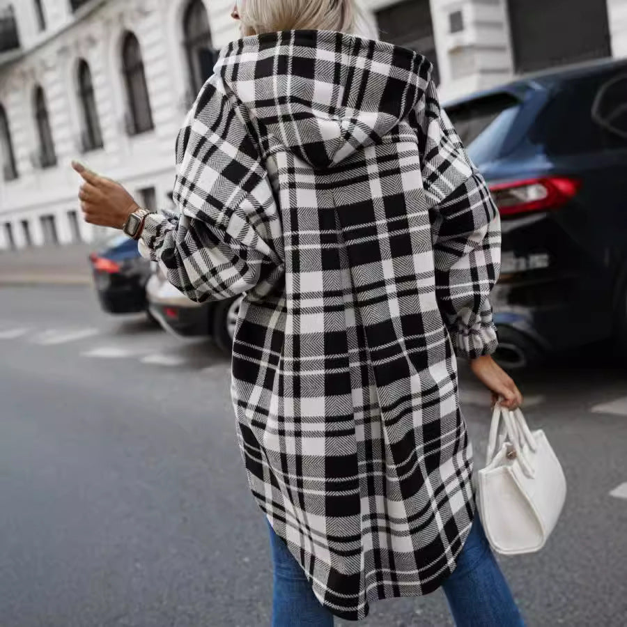 Women's Oversized Shirt Dress in a Modern Check Pattern NOVAE
