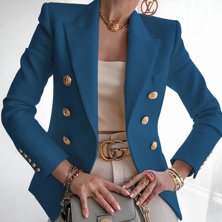 Women's elegant double-breasted blazer with gold buttons NOVAE