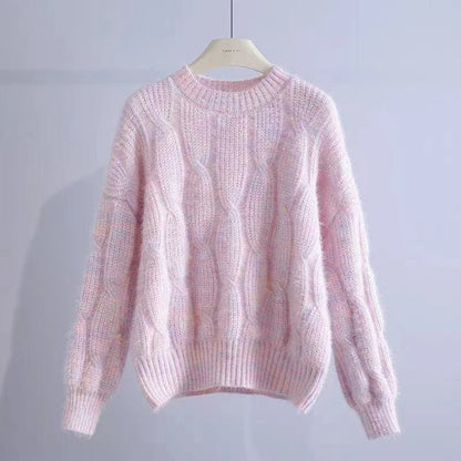 Women's chunky knit sweater with innovative wave pattern NOVAE