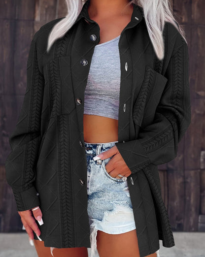 Women's fashionable long blouse with structured design and practical pockets NOVAE