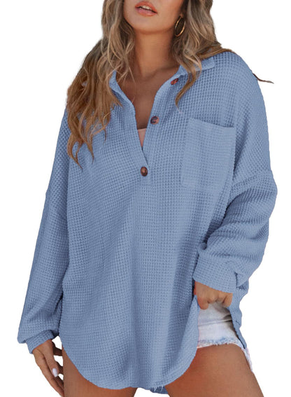 Women's waffle-textured shirt with button details NOVAE