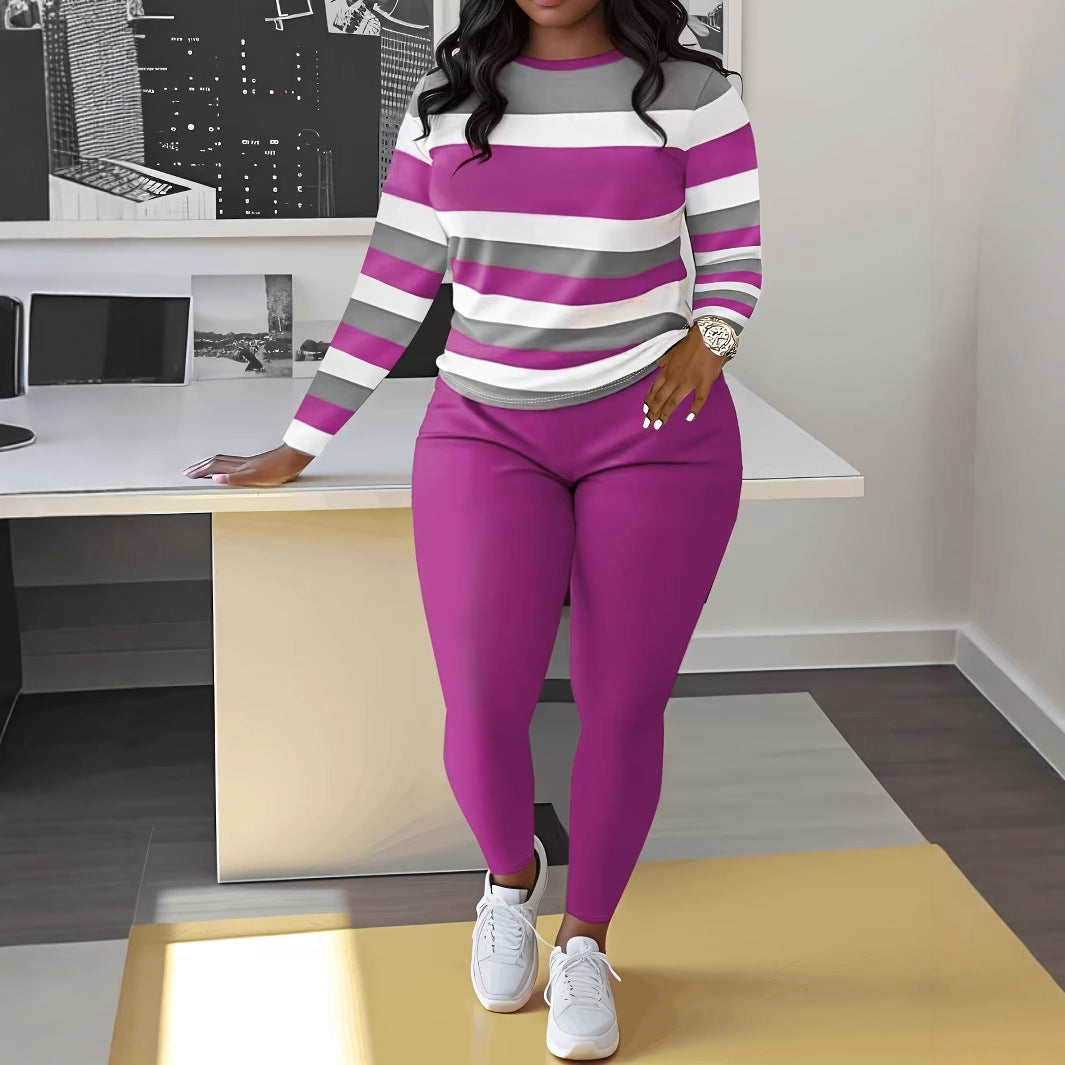 Women's sporty long-sleeved shirt with modern stripes and a comfortable fit NOVAE