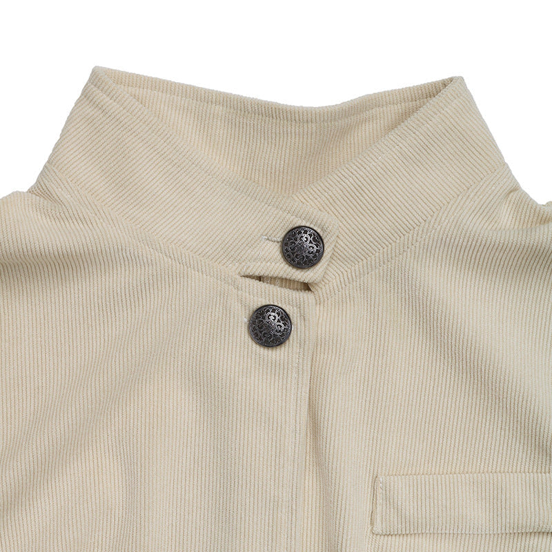 Women's fashionable blazer jacket with stand-up collar and snap button closure NOVAE