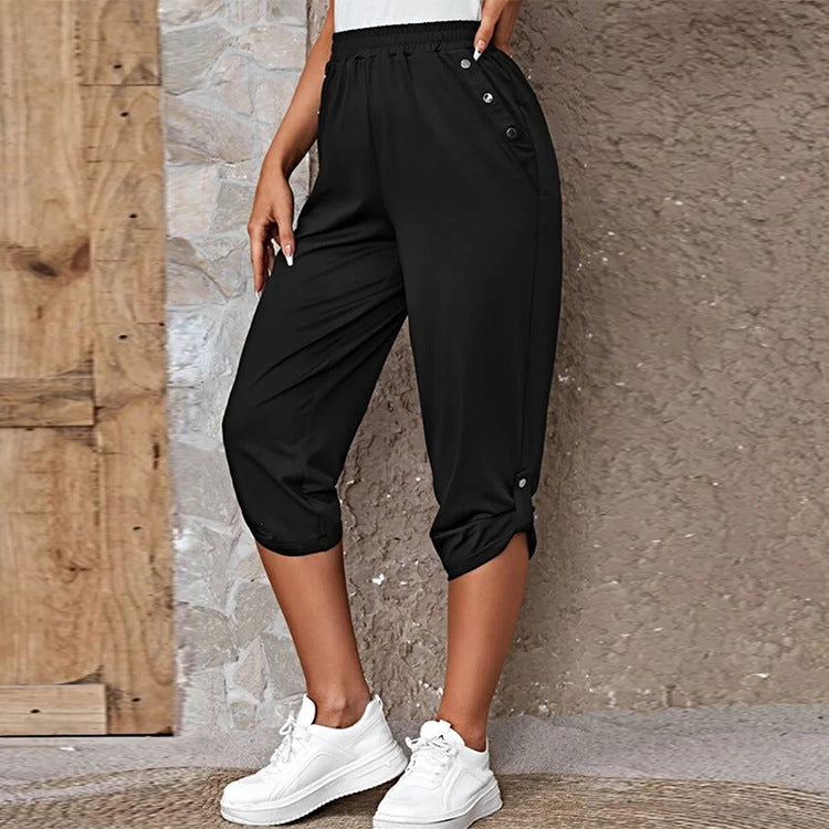 Women's sporty leisure trousers with elasticated waistband and practical side pockets NOVAE