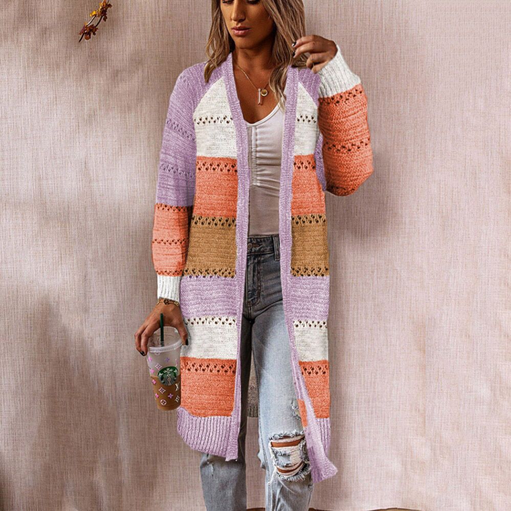 Women's cardigan with colorful pattern and voluminous sleeves NOVAE