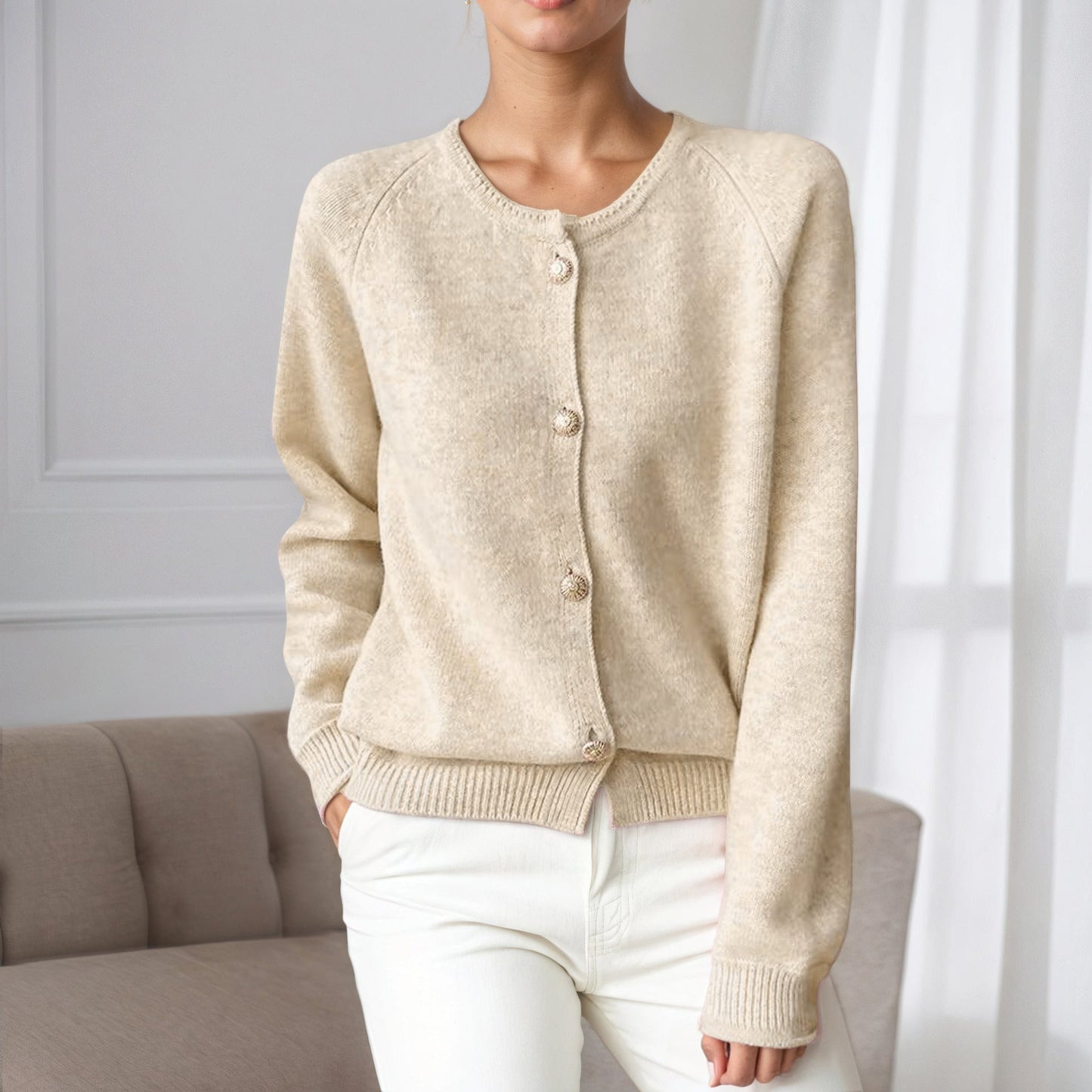 Women's cozy knit cardigan with button details and elasticated cuffs NOVAE