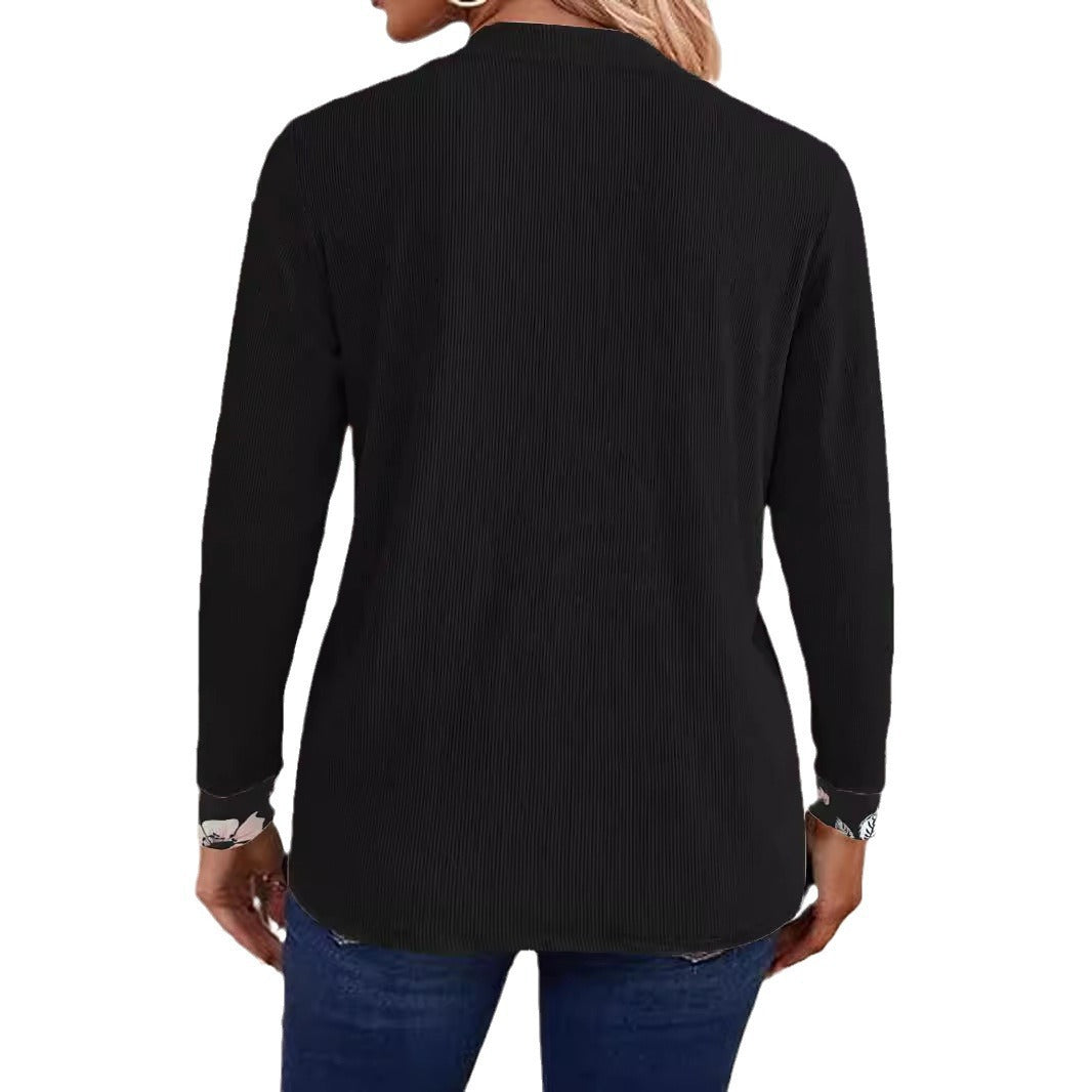 Women's elegant and casual long jacket with floral design NOVAE