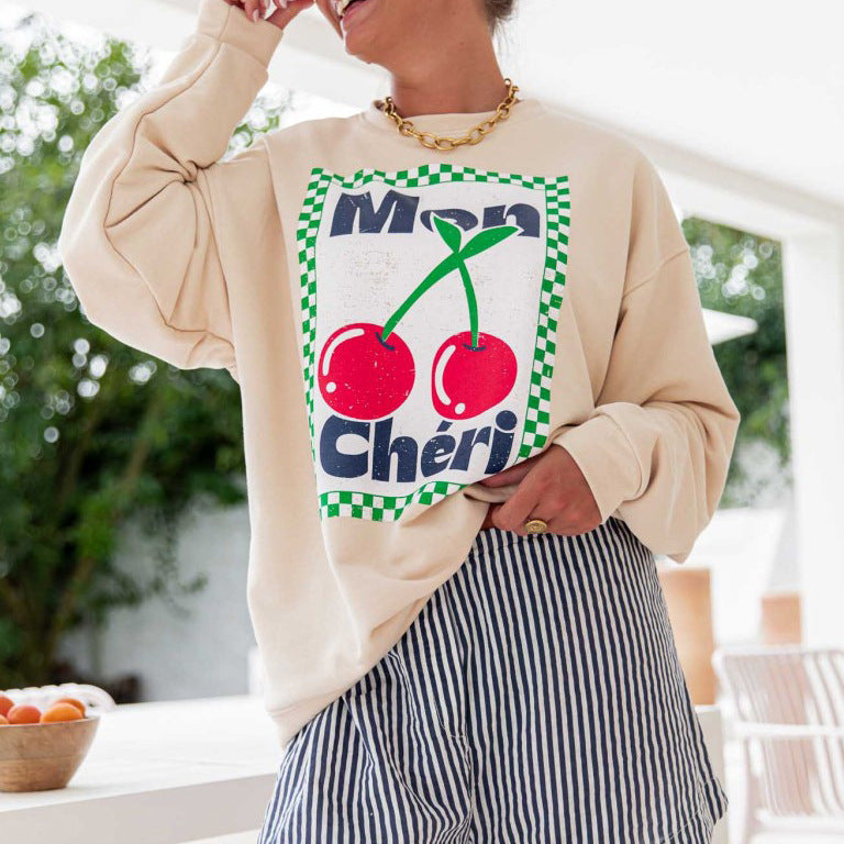 Women's sweatshirt with a creative fruit motif and a relaxed fit NOVAE