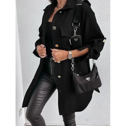 Women's Stylish Overshirt with Practical Pockets and Snap Button Front NOVAE