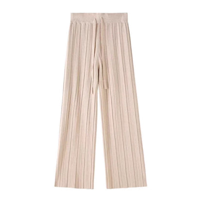 Women's wide-leg trousers with vertical stripe design and elastic waistband NOVAE