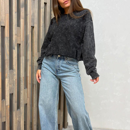 Women's casual, oversized sweatshirt with fashionable cut-outs NOVAE