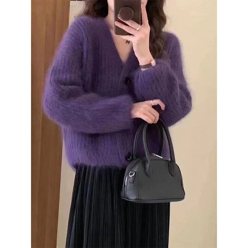 Women's Cozy Knit Cardigan with Large Buttons NOVAE