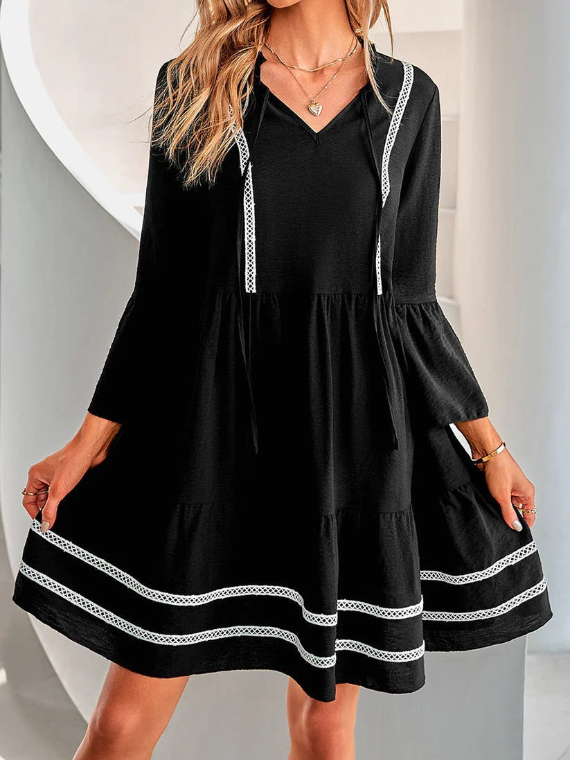 Women's casual dress with a wide cut and decorative ruffles NOVAE
